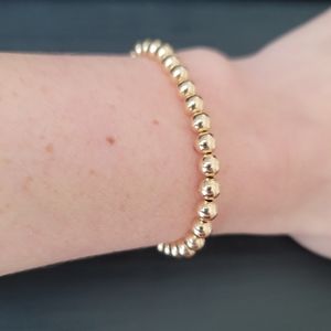 5mm 14k gold plated beaded stretch bracelet
